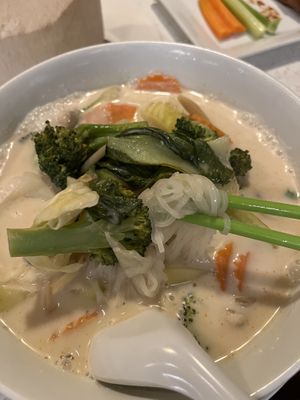 Coconut noodle soup  at Salaya in Los Angeles