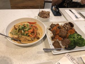 The fish curry is incredible! Garlic noodles are great too  at Salaya in Los Angeles