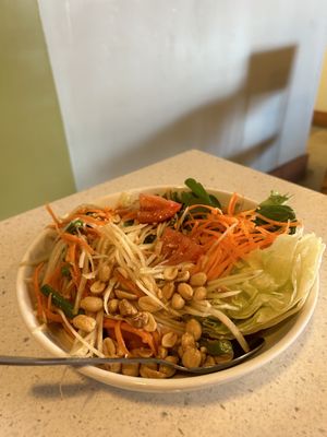 PAPAYA SALAD
Shredded green papaya, tomato, green beans, carrots and peanuts with chili lime dressing   at Salaya in Los Angeles