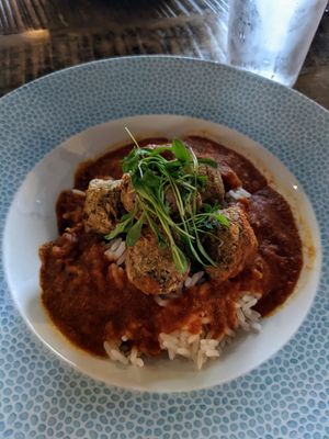Chickpea fritters (falafels) £12 at Bamburgh Castle Inn in Seahouses