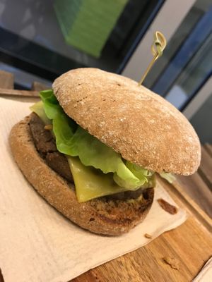 Burger at Loving Hut in Louvain-la-neuve