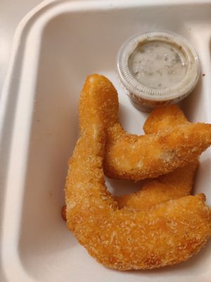 Scampis frits at Loving Hut in Louvain-la-neuve