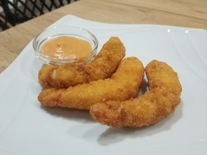 Fried vegan shrimps at Loving Hut in Louvain-la-neuve