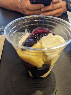 Lemon blueberry dessert at Yumzio Bistro in Greensburg