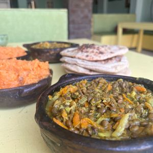 Flavoursome Lentil Tagine 🥄 (cooked perfectly), Sweet Mashed Potatoes with Skin On 🍠 at Wannas Art Cafe in Luxor