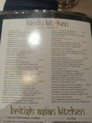 Menu at Indus Express in Stourbridge