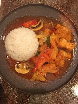 Sweet and sour tofu   at Little Elephant in Eastbourne