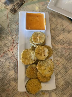 Fried pickles with gochujang aoili staff says is vegan  at Odyssey Gastropub in Colorado Springs