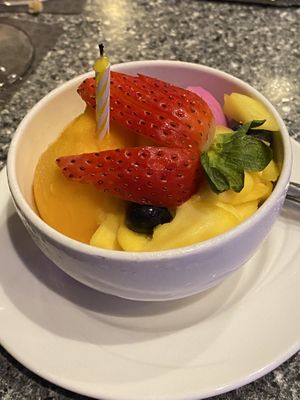 The sorbet! Passion fruit, mango, dragon fruit  at Rays On The Bay in Kailua Kona