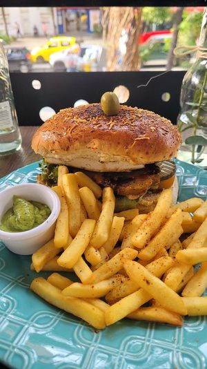 Sandwich Cubano with vegan Cheese and Seitan at Govinda's - La Playa in Medellin