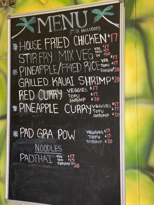 Food menu on 12.21.21 at The Thai and Smoothie Place in Waimea
