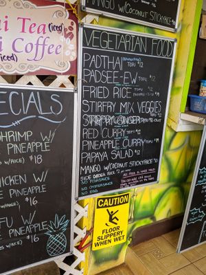 Vegetarian and Vegan menu. at The Thai and Smoothie Place in Waimea