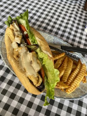 Sabih with tofu, delicious!  at Victor Place in Vang Vieng
