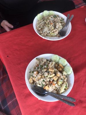 Vegan fried rice  at Victor Place in Vang Vieng
