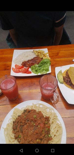 Steak / vegan tacos / spaghetti at Govinda Gopal - Govindas  in Quito