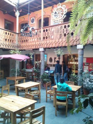Courtyard seating at Govinda Gopal - Govindas  in Quito