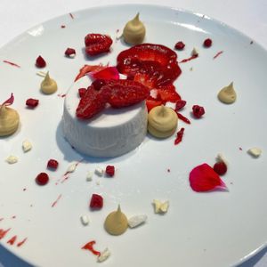 vegan Panna Cotta for dessert  at Paradiso Pure Living Vegan Hotel in Kastelruth