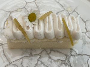 Lemon Cake with Vanilla cream.  at Paradiso Pure Living Vegan Hotel in Kastelruth