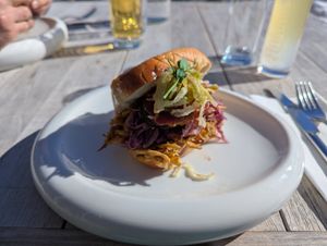 Whiskey braised seitan sandwich at Paradiso Pure Living Vegan Hotel in Kastelruth