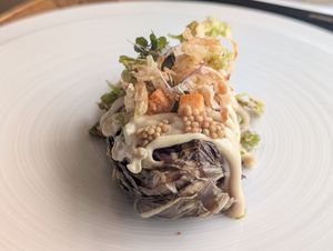 Radicchio topped with lots of yum at Paradiso Pure Living Vegan Hotel in Kastelruth