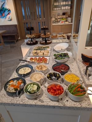 Extensive breakfast buffet at Paradiso Pure Living Vegan Hotel in Kastelruth