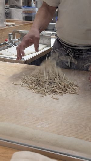 Handmade ramen noodles at Menya Shichisai in Tokyo