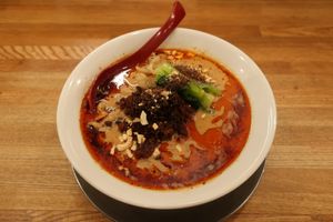 Vegan ramen with medium amount of noodles at Menya Shichisai in Tokyo