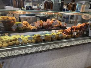 Freshly prepared menu items on display   at Shou Yi Fried Fritters in Central Singapore