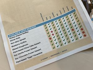 You can ask for a paper allergy/dietary guide!   at Walt Disney World - Crystal Palace in Lake Buena Vista