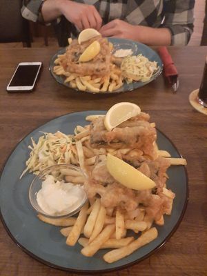 Vegan fish & chips at The Kings Arms in Nuremberg