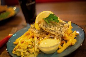 Vegan 'Fish' and Chips at The Kings Arms in Nuremberg