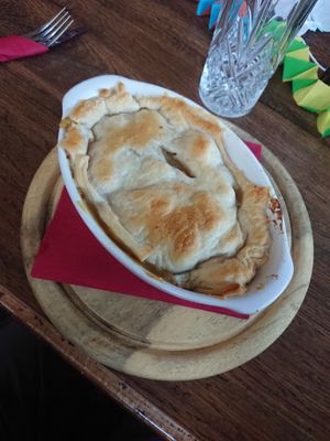 The Special Pie of the Week, filled with mushrooms, carrots and potatoes! Amazing. at The Kings Arms in Nuremberg