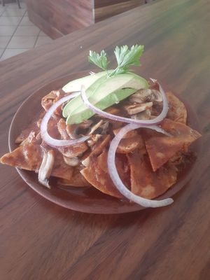 Vegan version of chilaquiles at Losodeli in Puerto Escondido