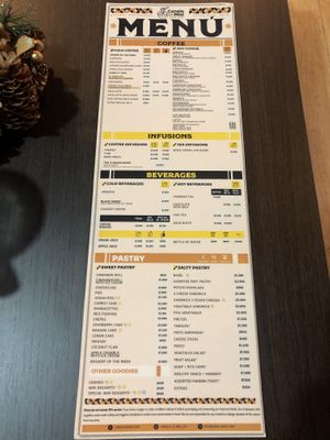 Menu at Canela y Miel in Quepos