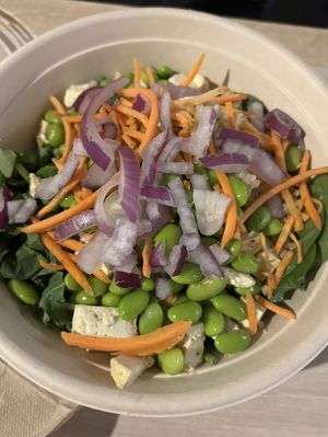 Siam I am salad. Last of the tofu. No onions so subbed red onions. No dressing-had alternate on side    at AUS - MAD Greens - Barbara Jordan Terminal in Austin