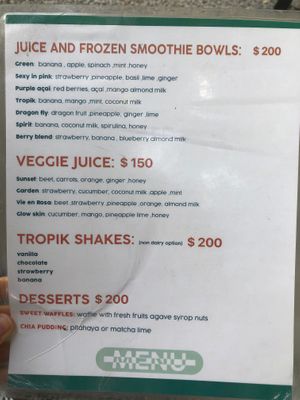 Menu  at Tropic Bowl in Las Terrenas