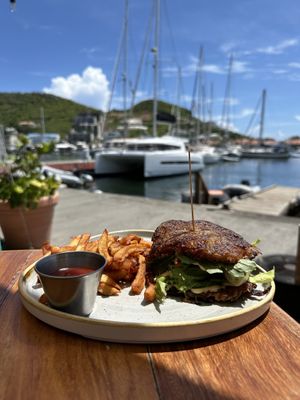 vegan burger  at Lagoonies Bistro & Bar in Cole Bay