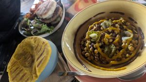 Vegan chickpea curry at Lagoonies Bistro & Bar in Cole Bay