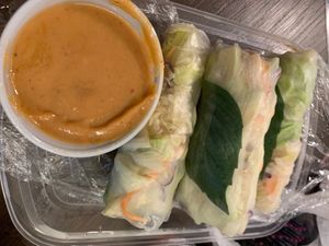 Tofu salad rolls with peanut sauce  at Bay View Thai Kitchen in Depoe Bay