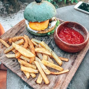 Cloickwork Orange Burger at Shaka - Lio Beach in El Nido