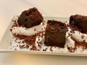 Fondant de chocolate con espuma de coco  at Kriti in Barcelona