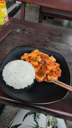 Tofu with Tomatosauce at Sophie Homy in Dong Hoi