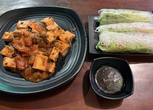 Tofu with Tomato Sauce & Fresh Spring Rollss  at Sophie Homy in Dong Hoi