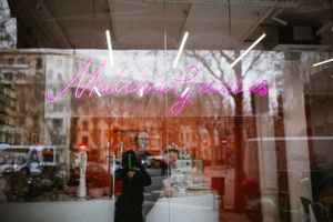 View from outside at Matcha Gracias in Barcelona