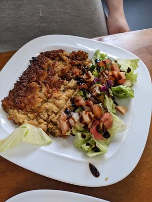 Traditional cod fish at Vegan Box in Faro