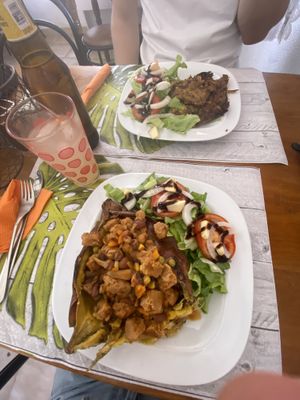 Sweet potatoe fish and vegan fish   at Vegan Box in Faro