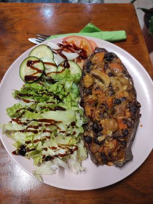 Batata doce recheada at Vegan Box in Faro