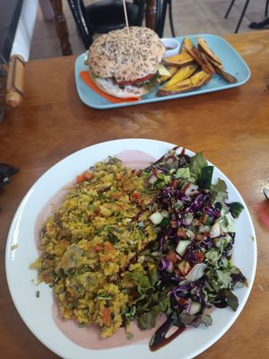 Vegalhau (and Tofu burger in the background). at Vegan Box in Faro