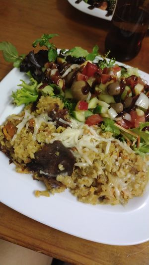 Veganhaul (cod fish imitation with salad) at Vegan Box in Faro