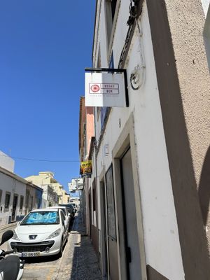 Little sign - almost missed it!  at Vegan Box in Faro